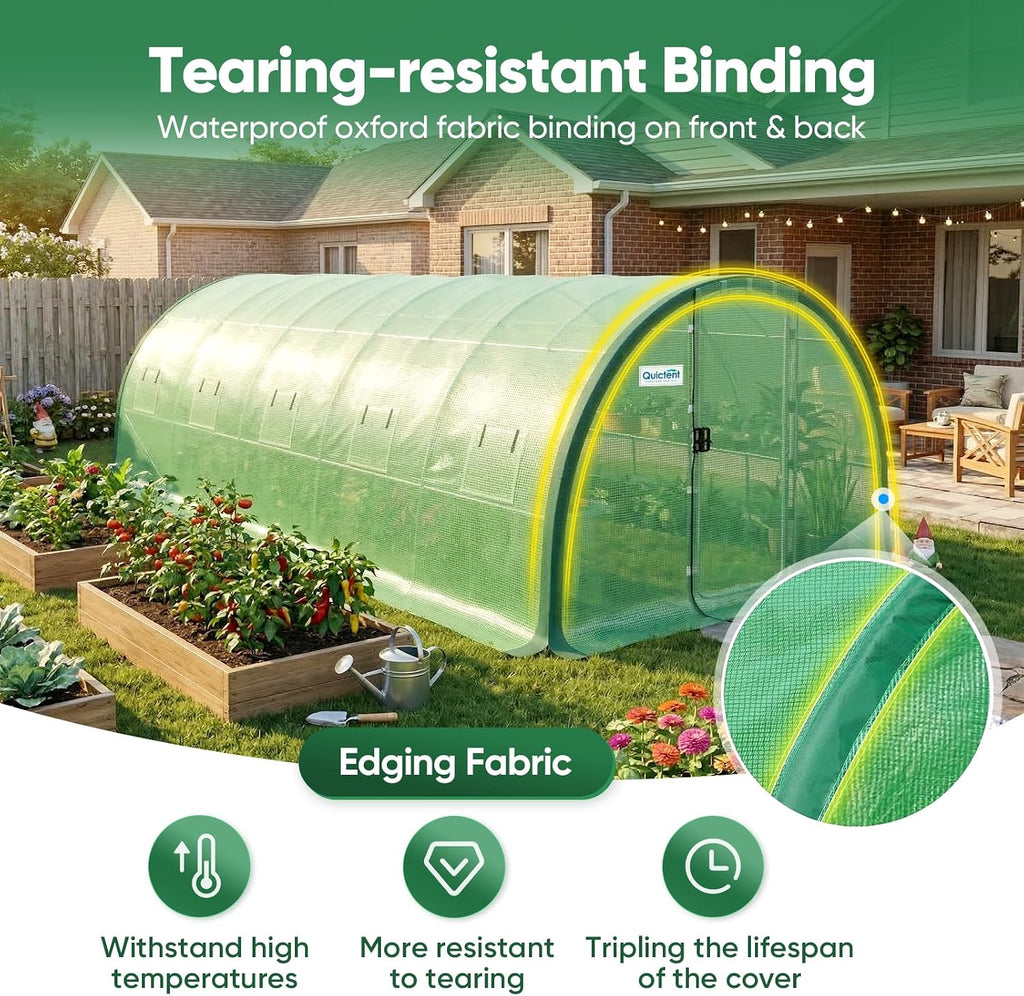 25x10x6.6 FT Premium Greenhouse for Outdoors with 2 Door Frames | Reinforced Top Structure & Cover, Large Heavy Duty