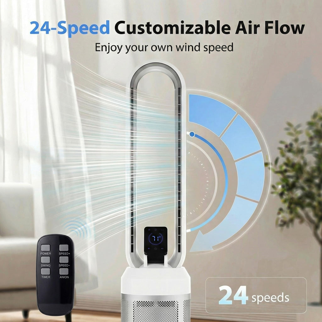 38" Bladeless Fan , Quiet Standing Fans with Remote