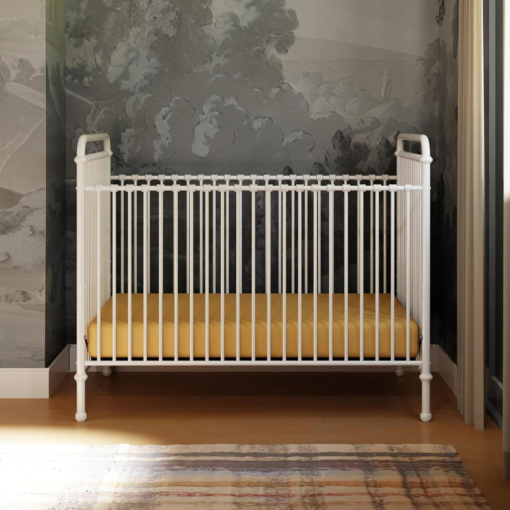 Abigail 3-in-1 Convertible Metal Crib in Washed White, Greenguard Gold Certified | GREENGUARD Gold Certified