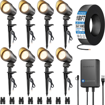 6W LED Low Voltage Landscape Lighting Kit 3000K, Dusk to Dawn, 8 PCS