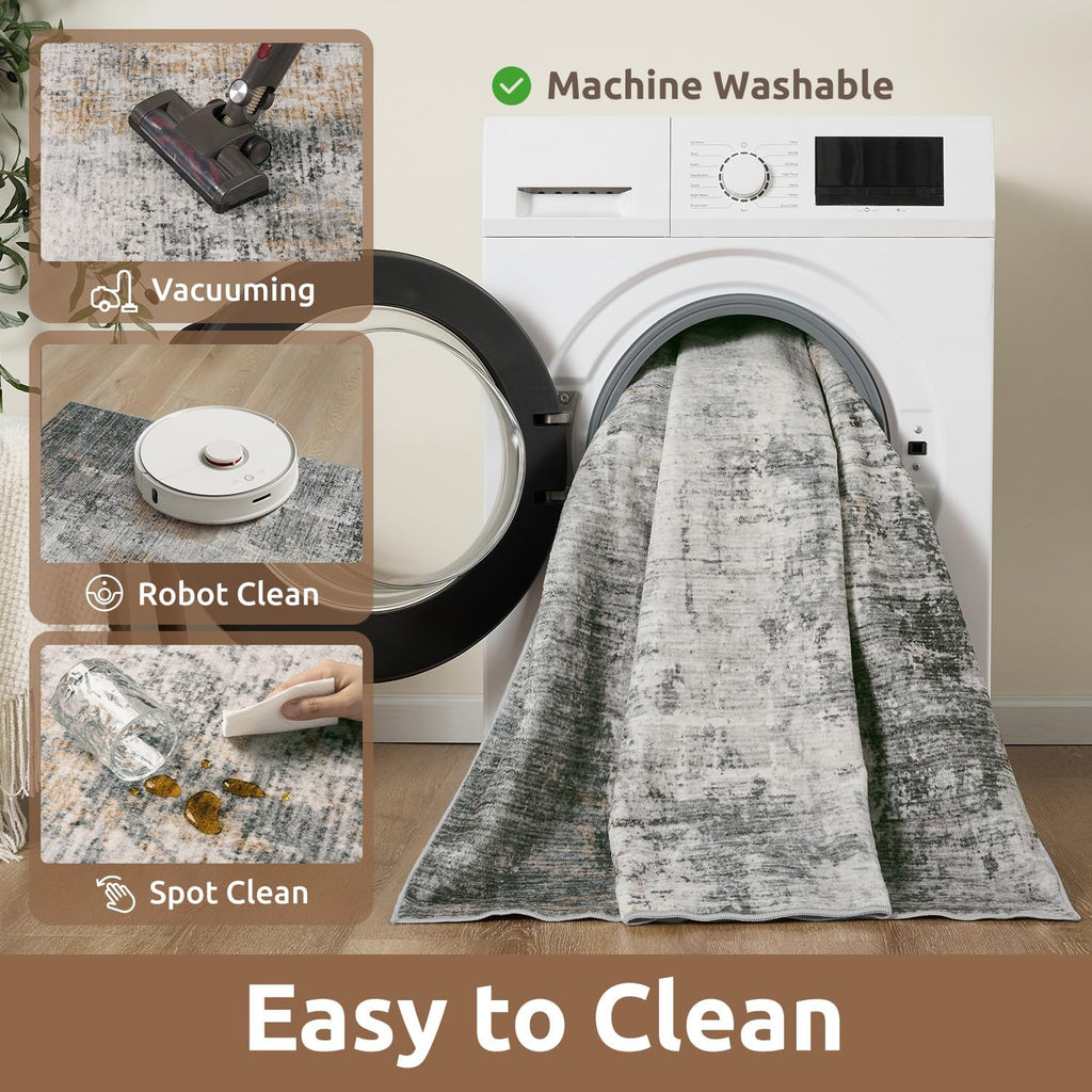 5 x 7 Area Rugs for Living Room, Machine Washable Non Slip Rug Ultra Soft Low Pile Indoor Carpet Modern Abstract Rugs