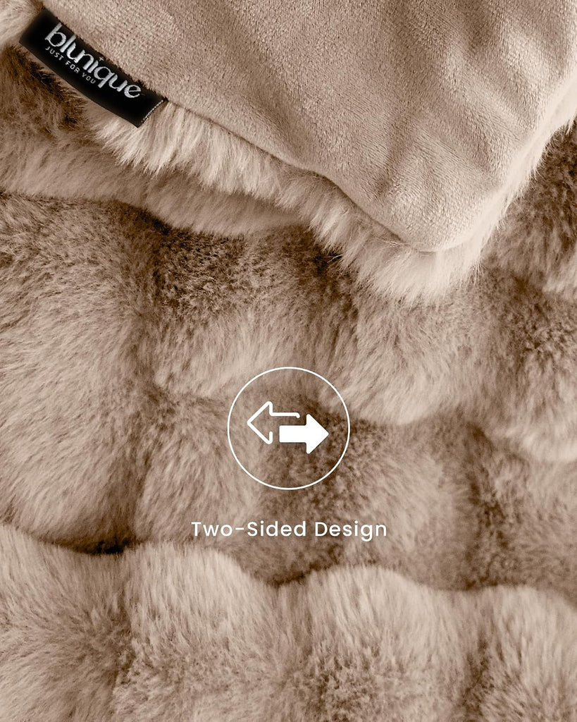 Ultra Soft Cozy Faux Fur Throw Blanket, Fuzzy Plush Thick Bubble Blanket, Oversize Luxury Fluffy Blanket for Couch