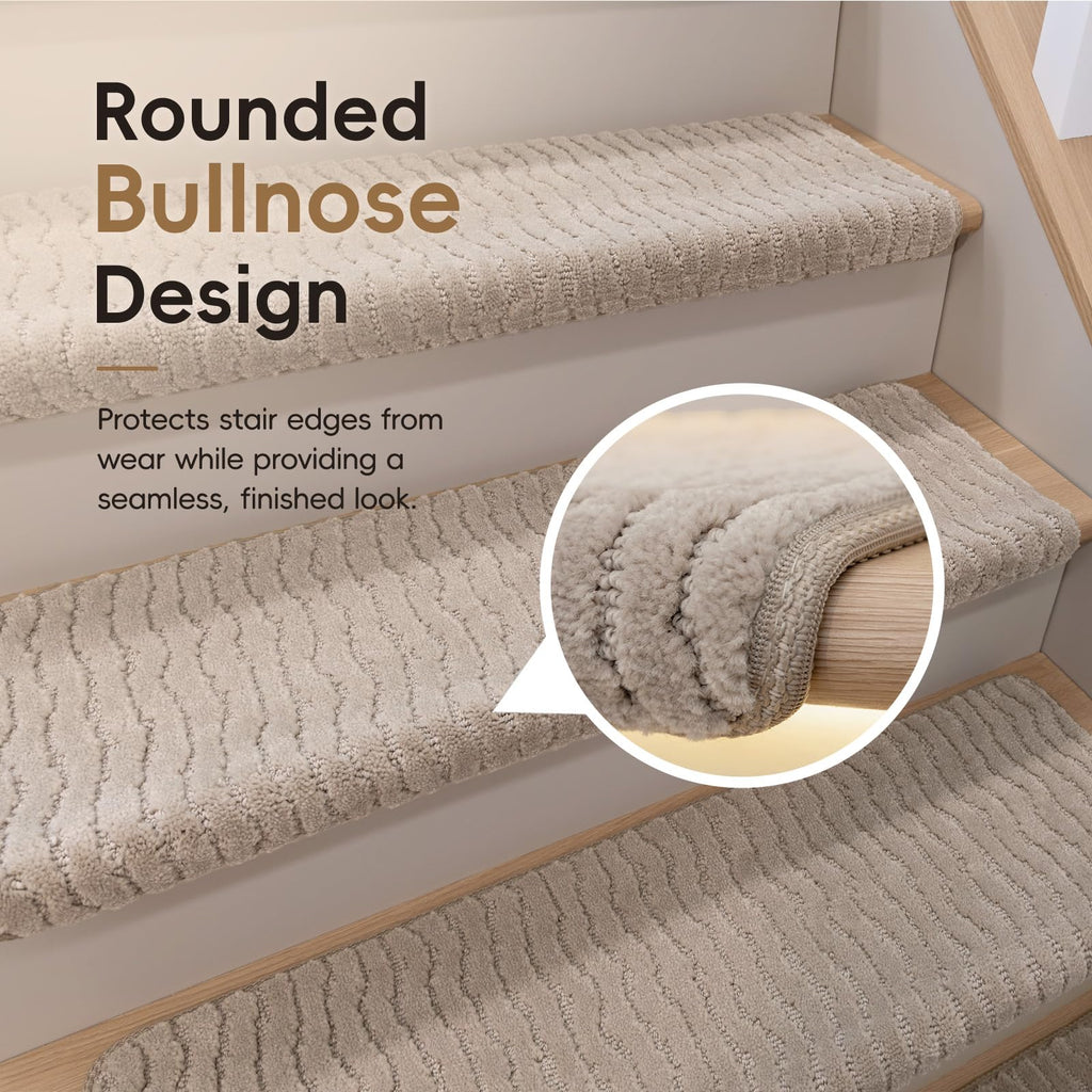 Rounded Bullnose Carpet Stair Treads - 15 Pack, 36"
