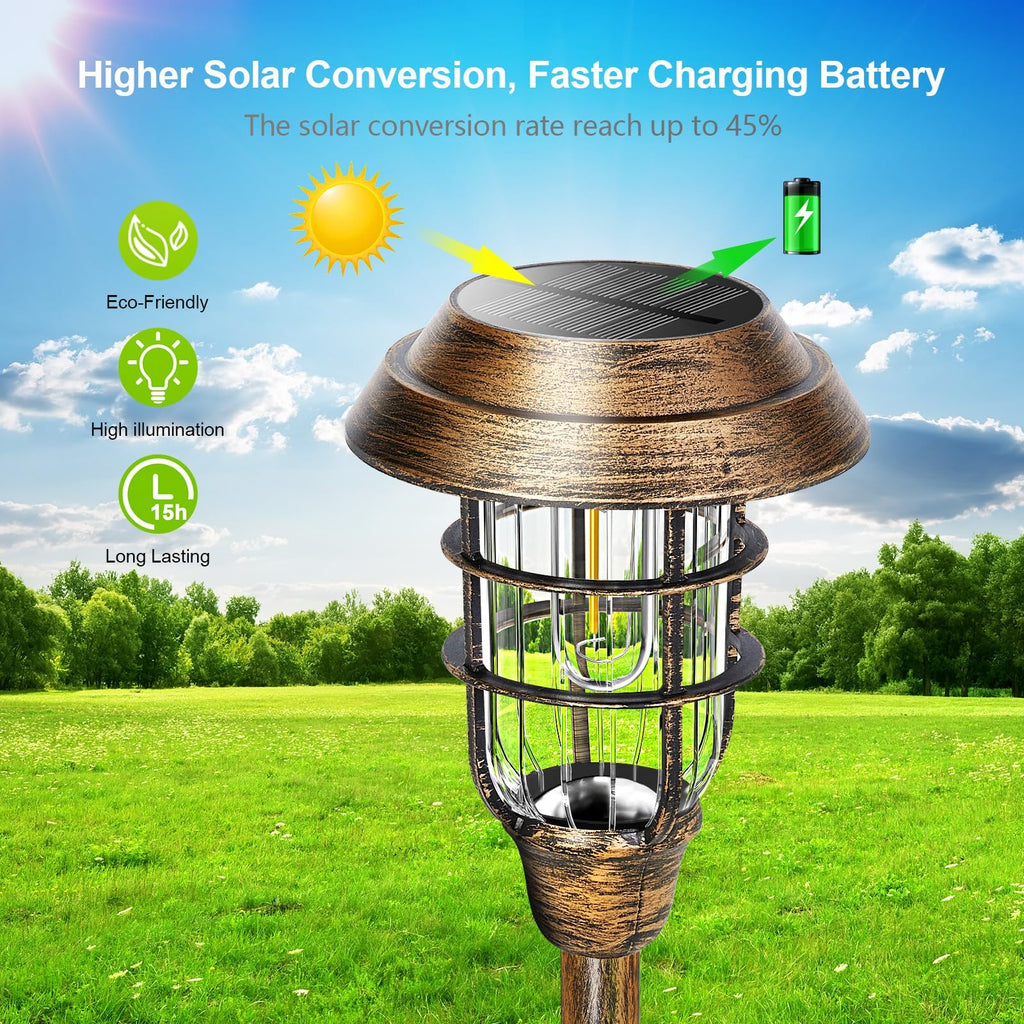 Solar Outdoor Lights, 12 Pack Bright Solar Pathway Lights Outdoor Waterproof, Up to 15 Hrs Auto On/Off Solar Garden