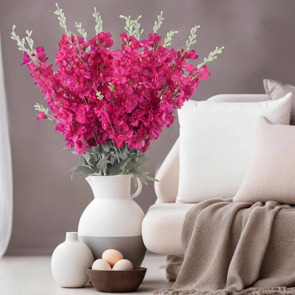 42 Pcs Rose Red Delphinium Artificial Flower Bulk, 34.25"