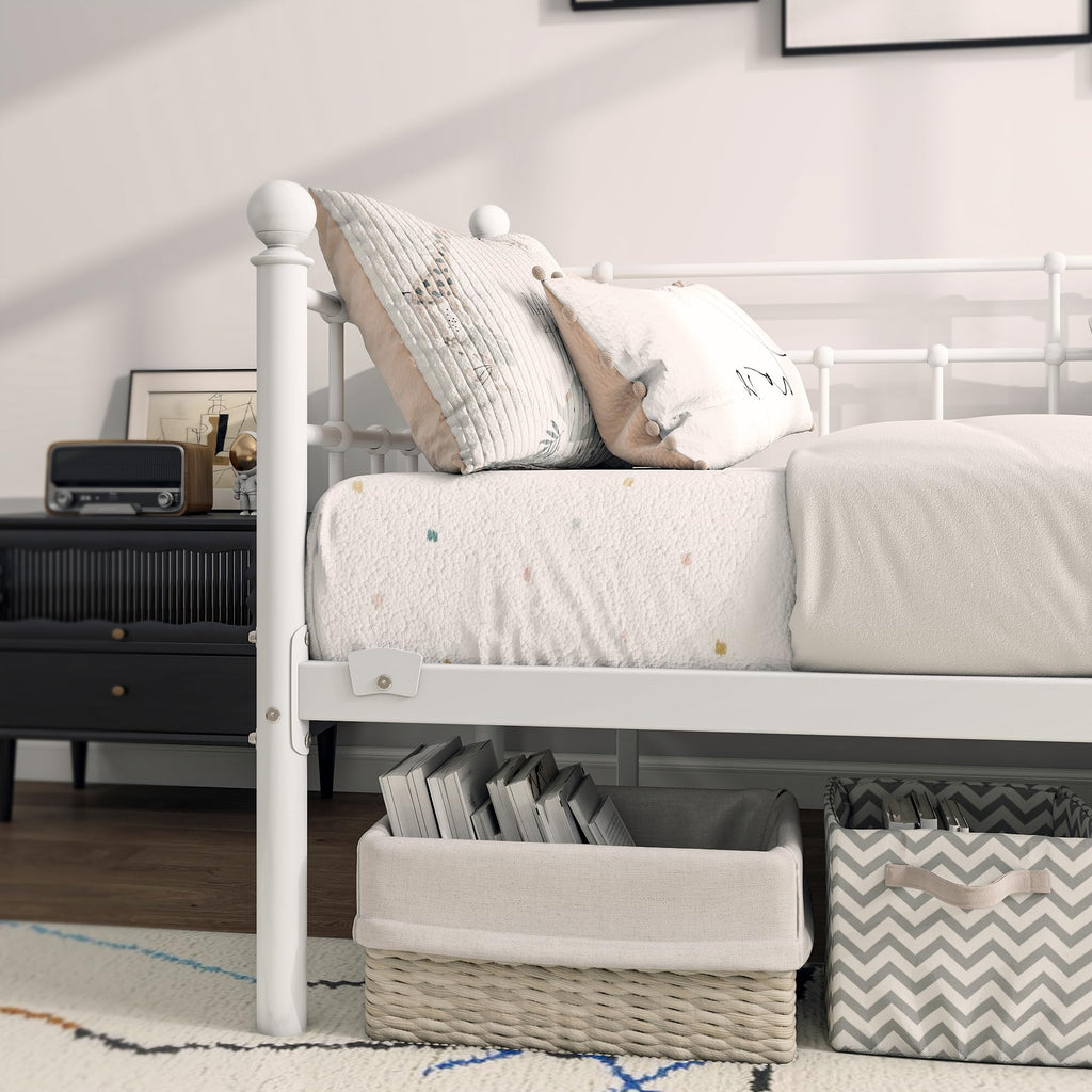 Metal Daybed Frame Twin Size Platform Sofa Bed Day Bed, White