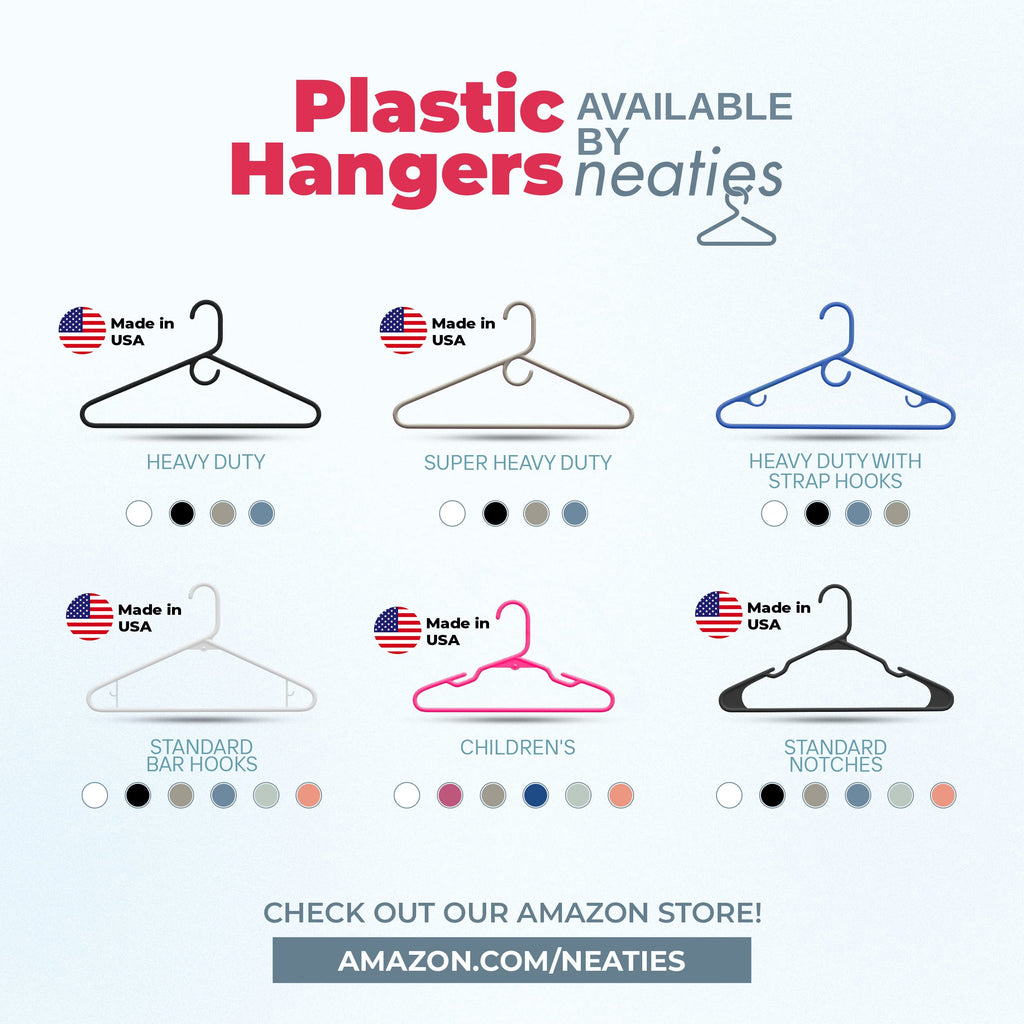 Heavy Duty Clothes Hangers 60 Pack - Made in the USA - 8lb Capacity Plastic Hangers for Adult Clothing - Durable for