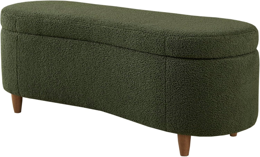 Bailey Boucle-Style Curved Storage Accent Bench