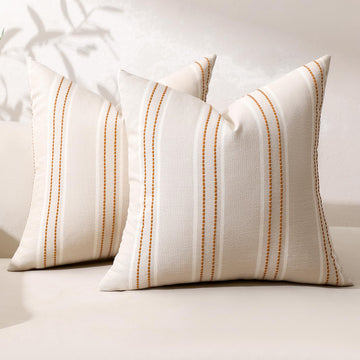 Fall Rust Terracotta Throw Pillow Covers 16x16 Stripe Pillow Covers