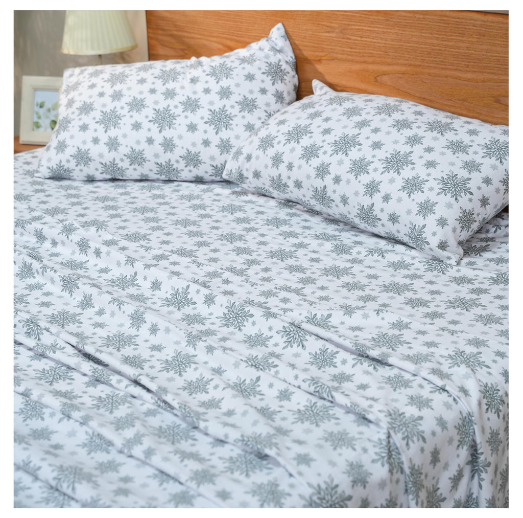 100% Organic Cotton Flannel Sheets Cal King Size Set, Crystal Noir