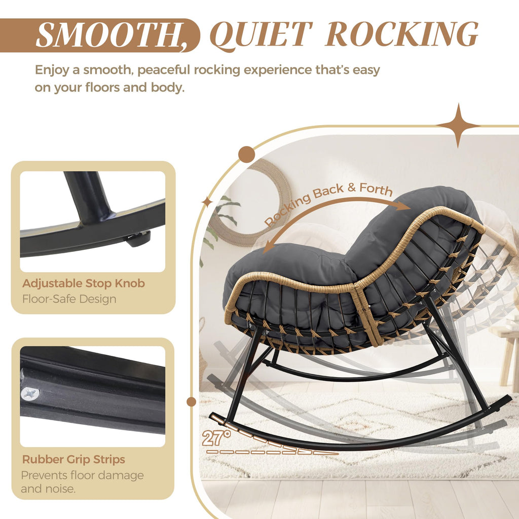 Oversized Papasan Rocking Chair Outdoor, Royal Rocking Egg Chair