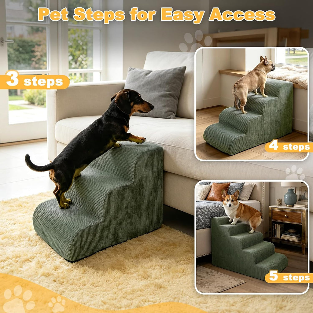 Dog Stairs for Small Dogs, 3-Steps Pet Ramp for Couch Bed, 15" H