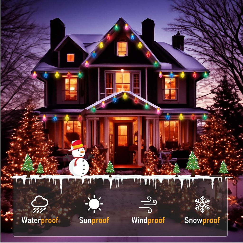 Jumbo Xmas String Lights, 16FT Large Multicolored Bulbs Christmas Hanging Lights with C7 10 LED Giant Multicolor