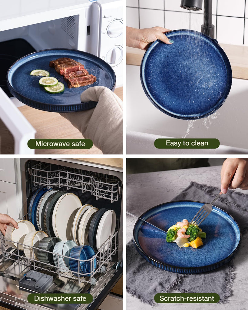 Star Stoneware Dinnerware Sets with Pasta Bowls, 24pc Dishes for 6