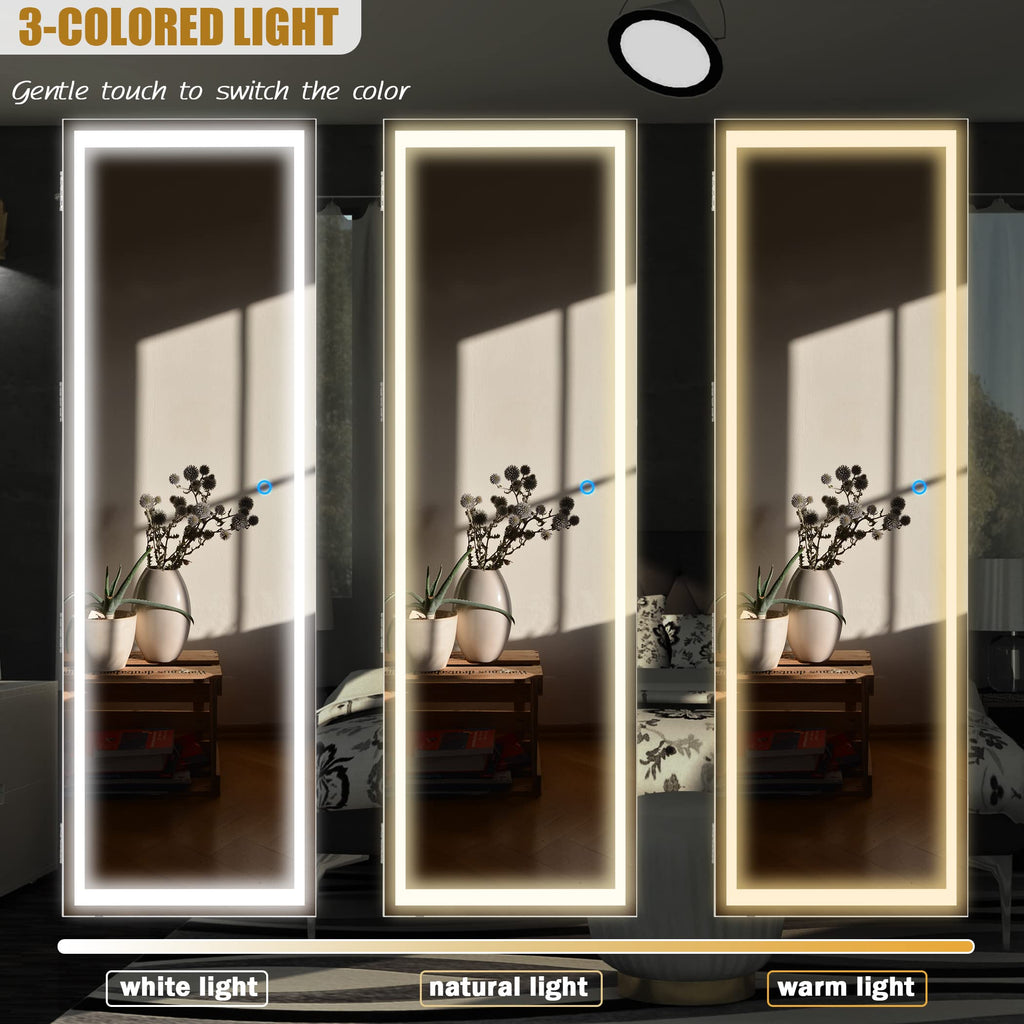 LED Jewelry Cabinet with 3 Colored Light, 47-in Full Length Mirror