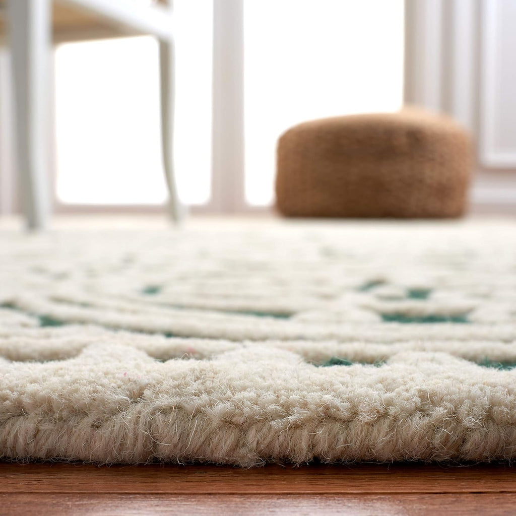 Cambridge Area Rug - 9' x 12', Dark Green & Ivory, Handmade Moroccan Wool