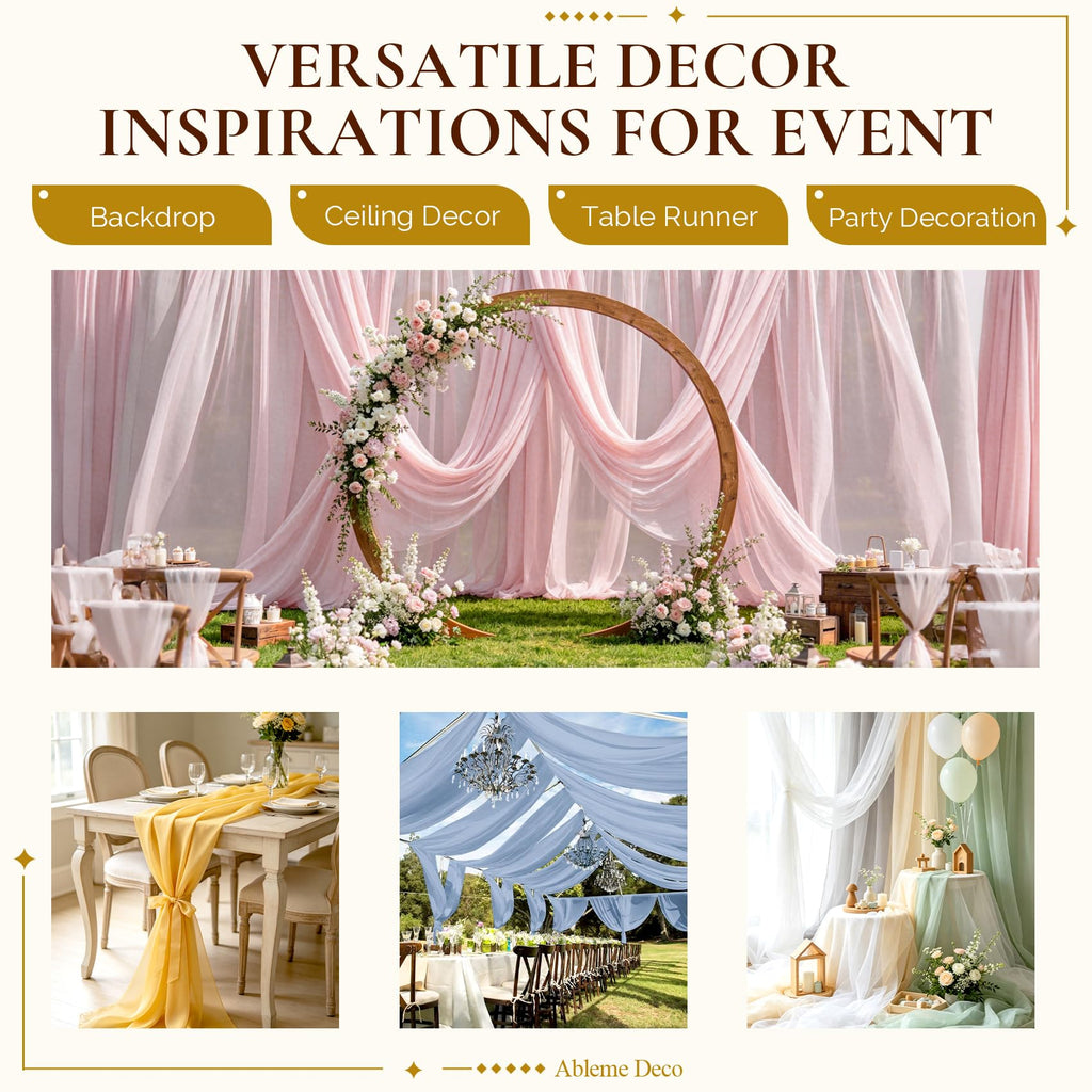 Chiffon Fabric by The Yard 60" x 5 Yards, Soft Sheer Draping (Dusty Rose)