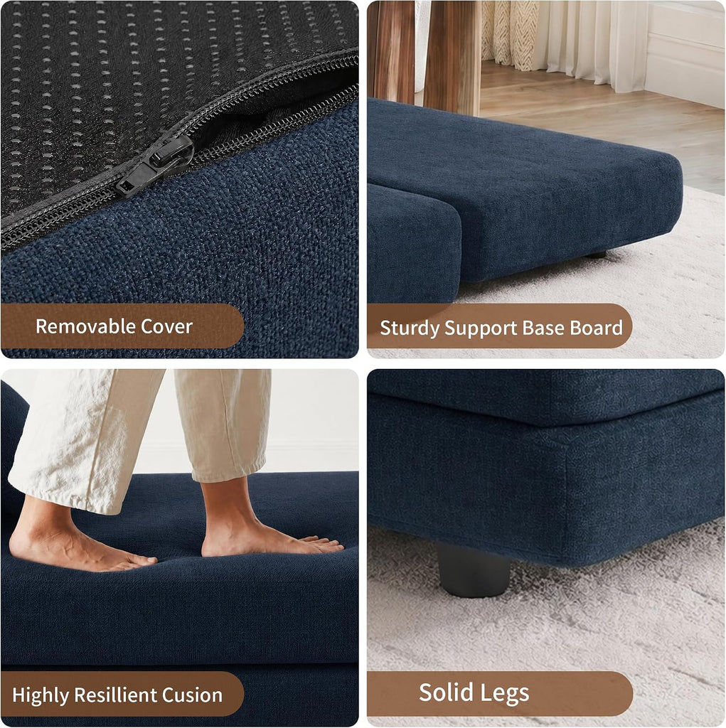 80-Inch Inch Upholstered Daybed, Chaise Lounge Chair Indoor , Navy