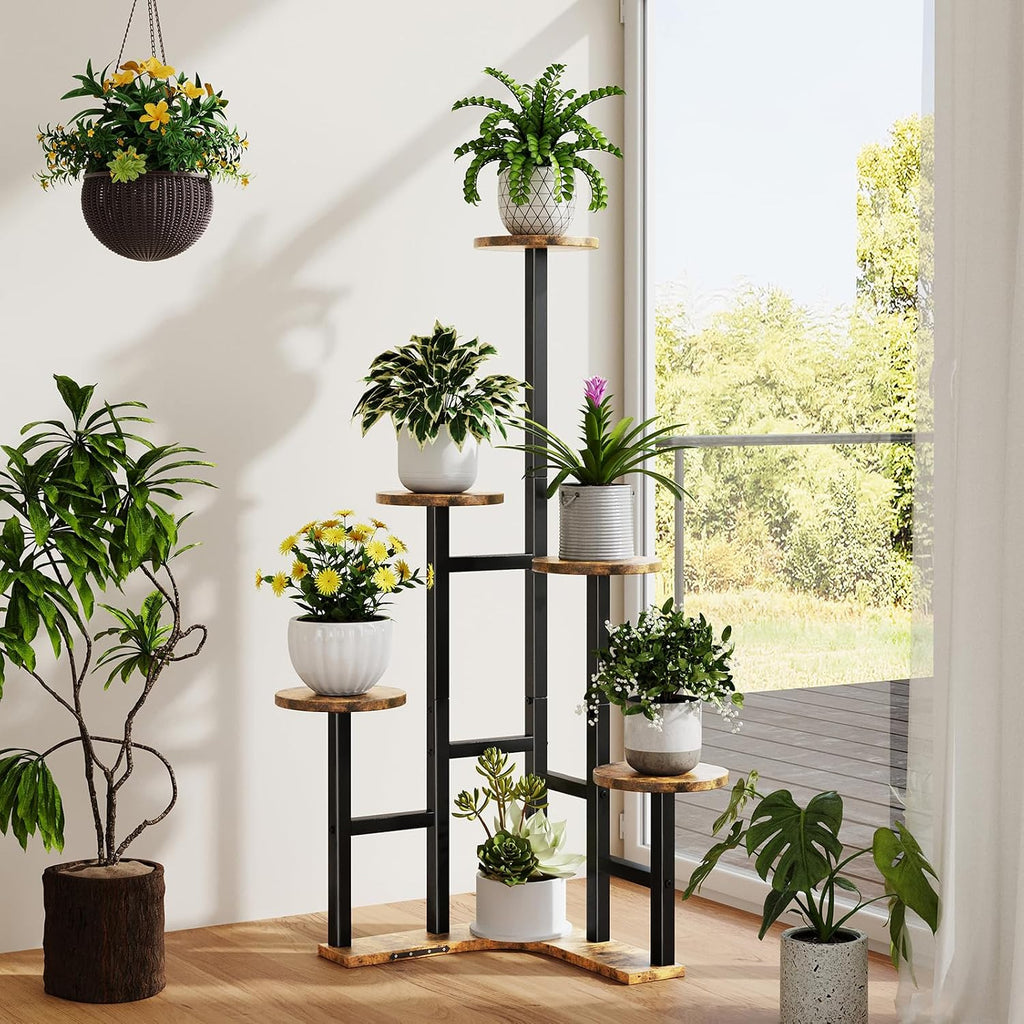 Corner Plant Stand Indoor, 6 Tiered Corner Plant Shelf Flower Stand for Multiple Plants, Plant Shelves Organizer Rack