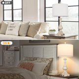 26" Farmhouse Table Lamp, Vintage Rustic Touch Control Bedside Lamp with 2 USB Ports & AC Outlet