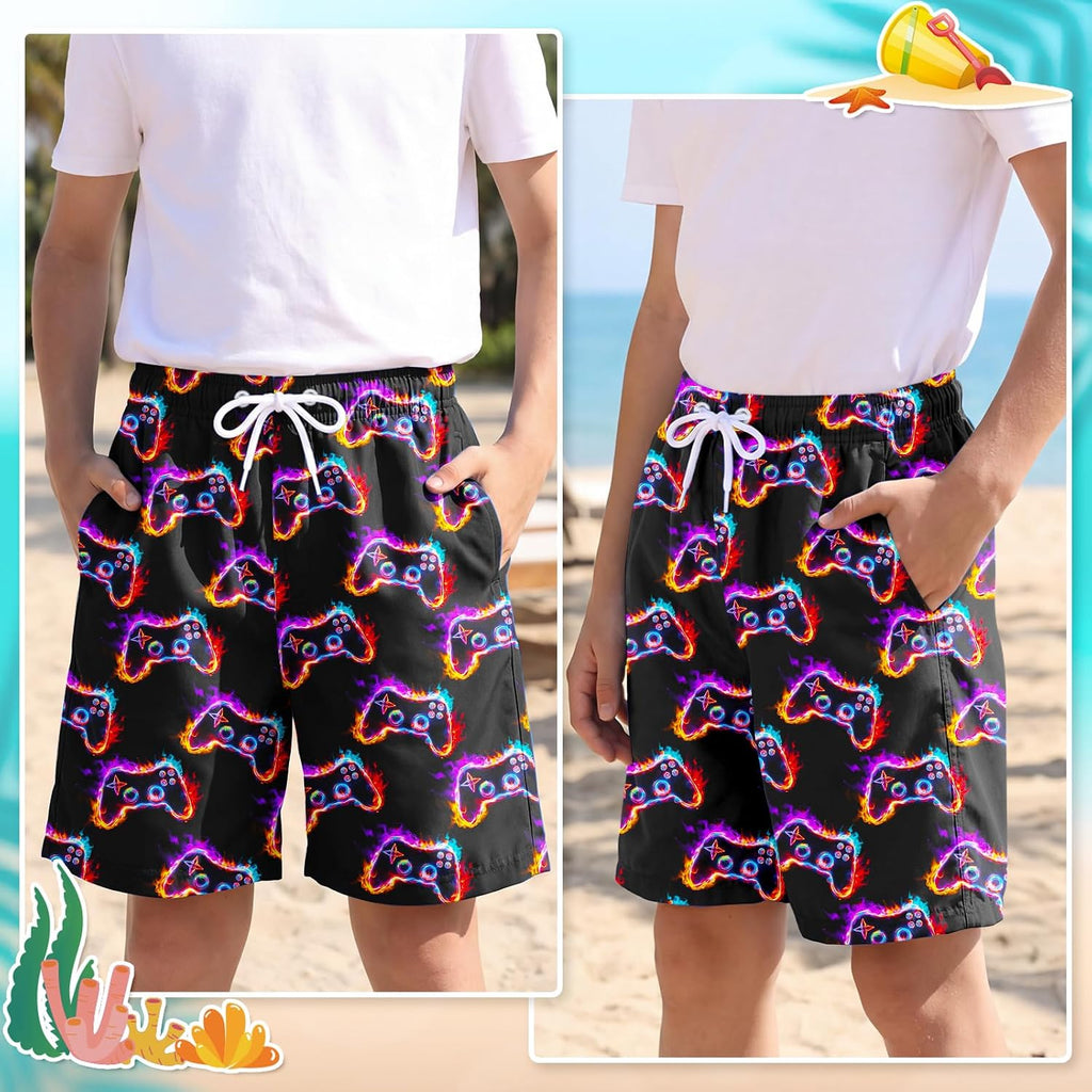 Boys Swim Trunks Bathing Suit Boys Swimsuit Swim Shorts Swimwear Quick Dry Swim Trunks with Compression Liner