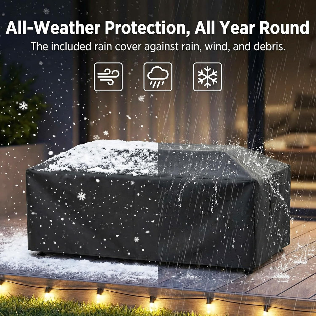 42" Outdoor Propane Fire Pit Table, 50,000 BTU Rectangle Natural Gas Firepit with Tank Table, No Assembly Low Profile Fire Table for Outside Patio & - Image 8