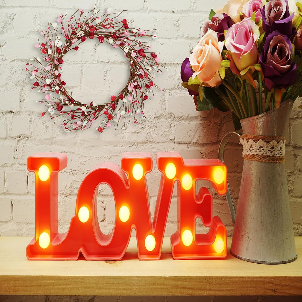 Valentine's Day Wreath Pink Heart Shaped Berry Wreath with Heart Berry,Wooden Button Outdoor Wedding Anniversary