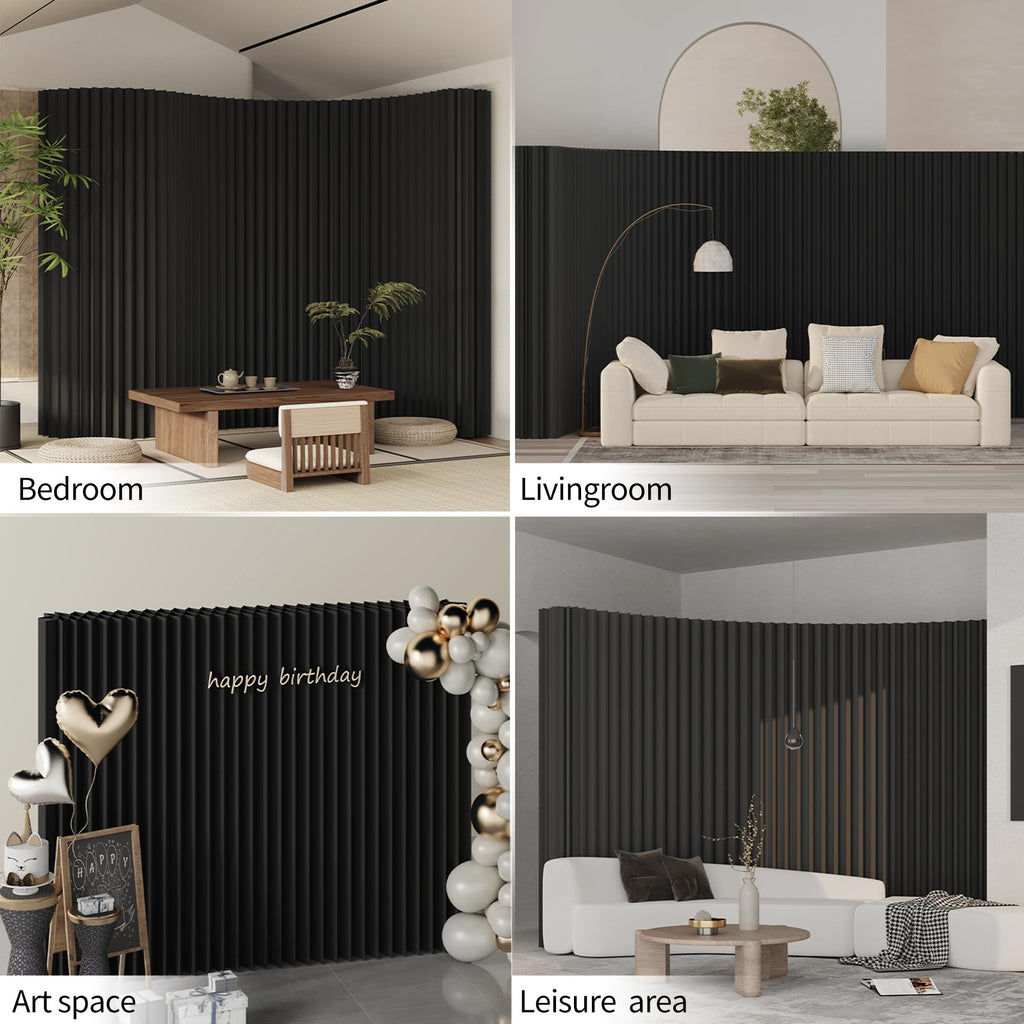 Folding Paper Room Divider, Retractable Accordion Privacy Screen, Portable Room Partition Wall, Foldable Decorative