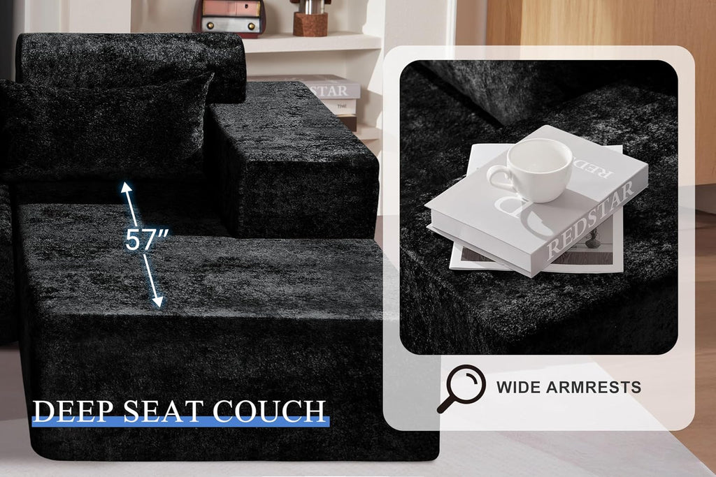 105" L-Shape Modular Sectional Sofa Couch ,No Assembly Required,Modular Comfy Sofa with Deep Seat Bedroom,Luxury