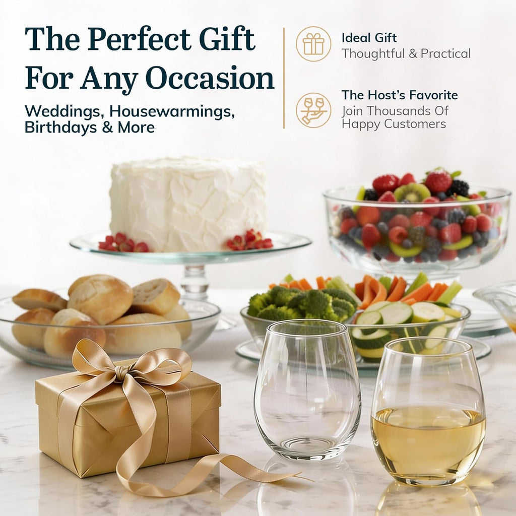 Stemless Wine Glasses Set of 12, Dishwasher Safe Set Of Wine Glasses, Perfect for Cocktails, Water, and Outdoor