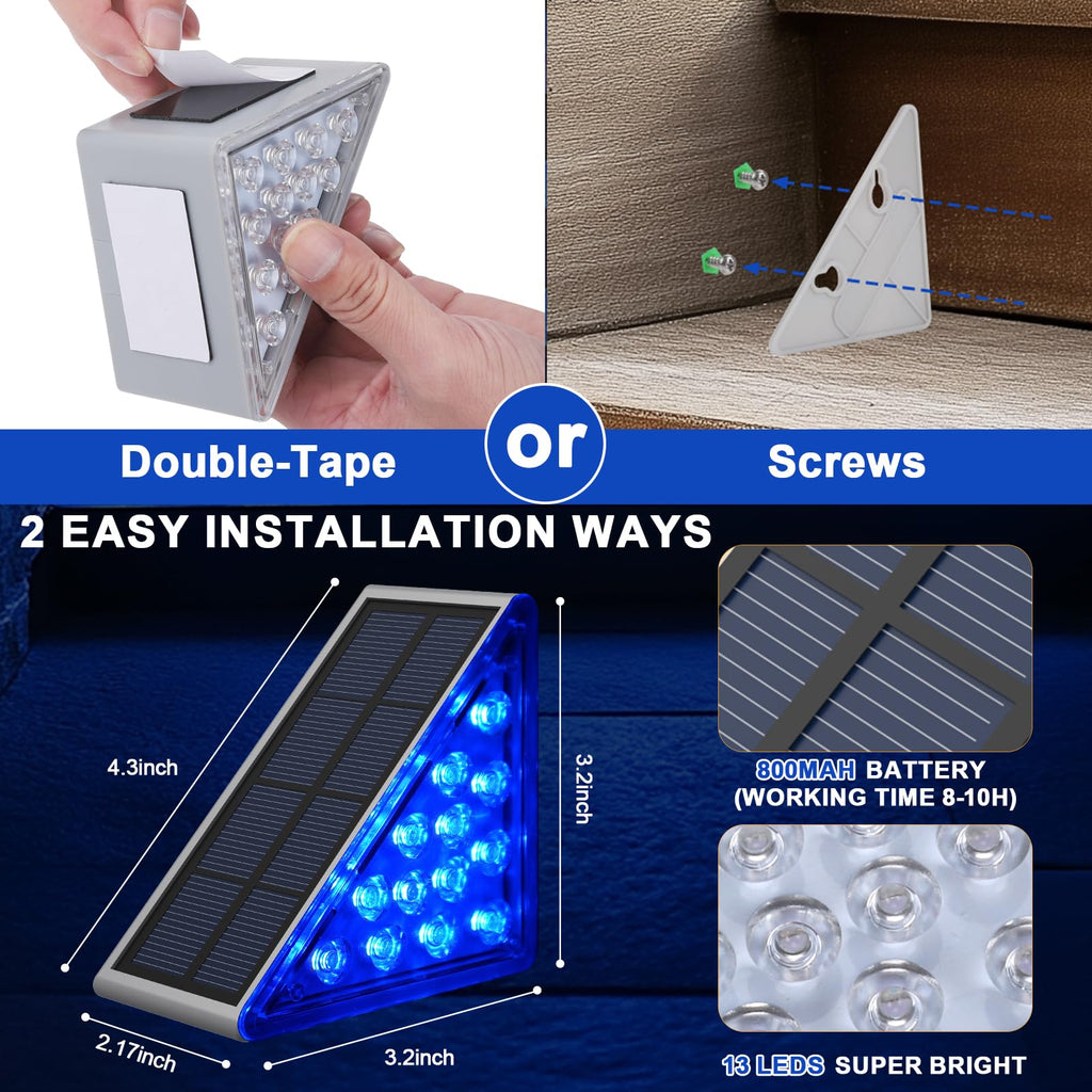 LED Solar Step Lights Waterproof Outdoor Stair Lights, Solar Deck Lights Outdoor Decor IP67 Solar Decoration Lights