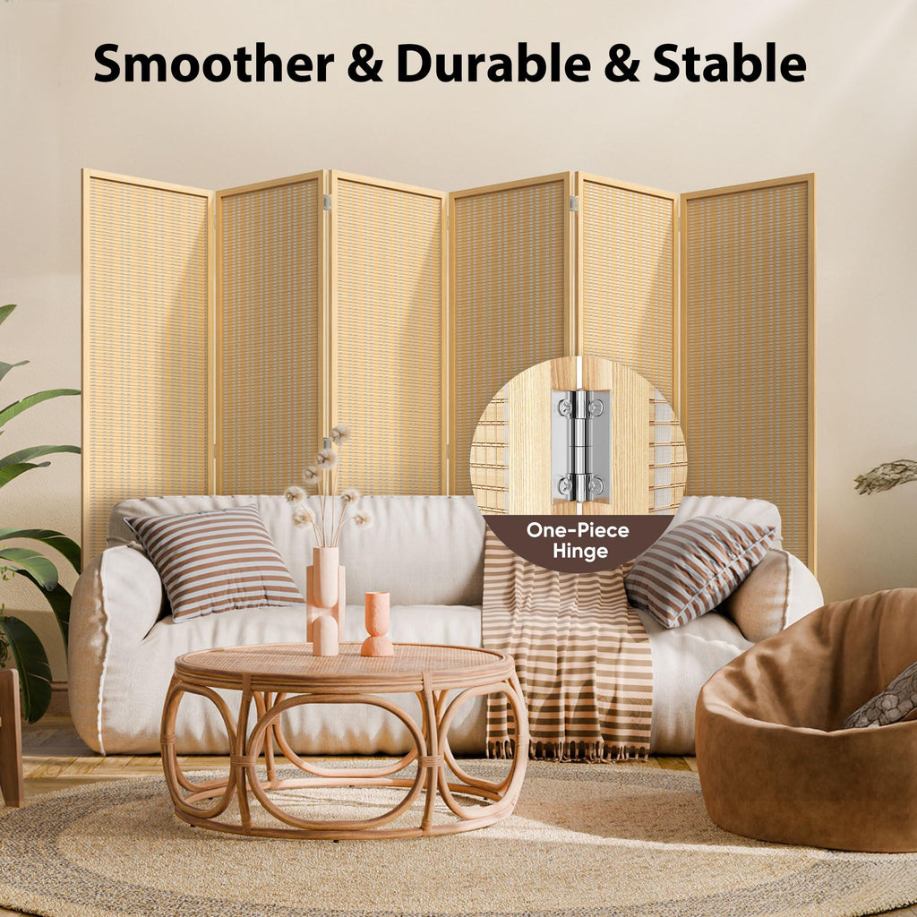 Bamboo Room Divider, 6-Panel Folding Privacy Screen, 6 ft. Tall