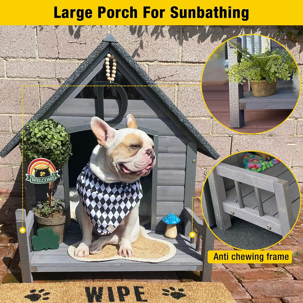 Dog House Outdoor Anti-Chewing Midum Dog Log Cabin Weatherproof Outside Puppy Cage Indoor Dog Kennel