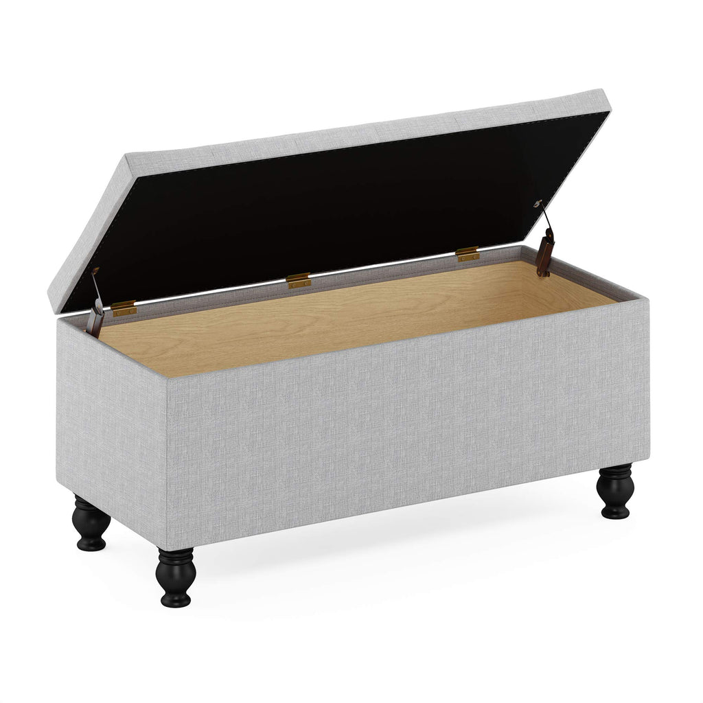 Laval Button Tufted Storage Ottoman Bench, Glacier