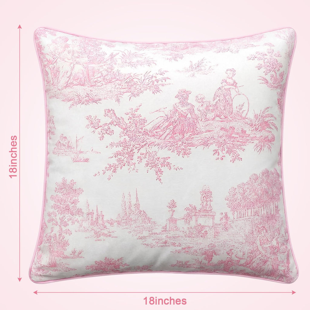 Farmhouse Floral Pillow Cases Pink Pillow Covers 18x18 Set of 4