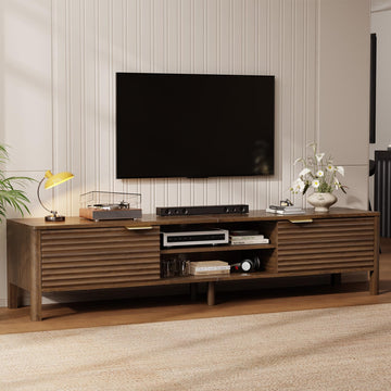 TV Stand up to 95 Inch TVs Entertainment Center Walnut 90"