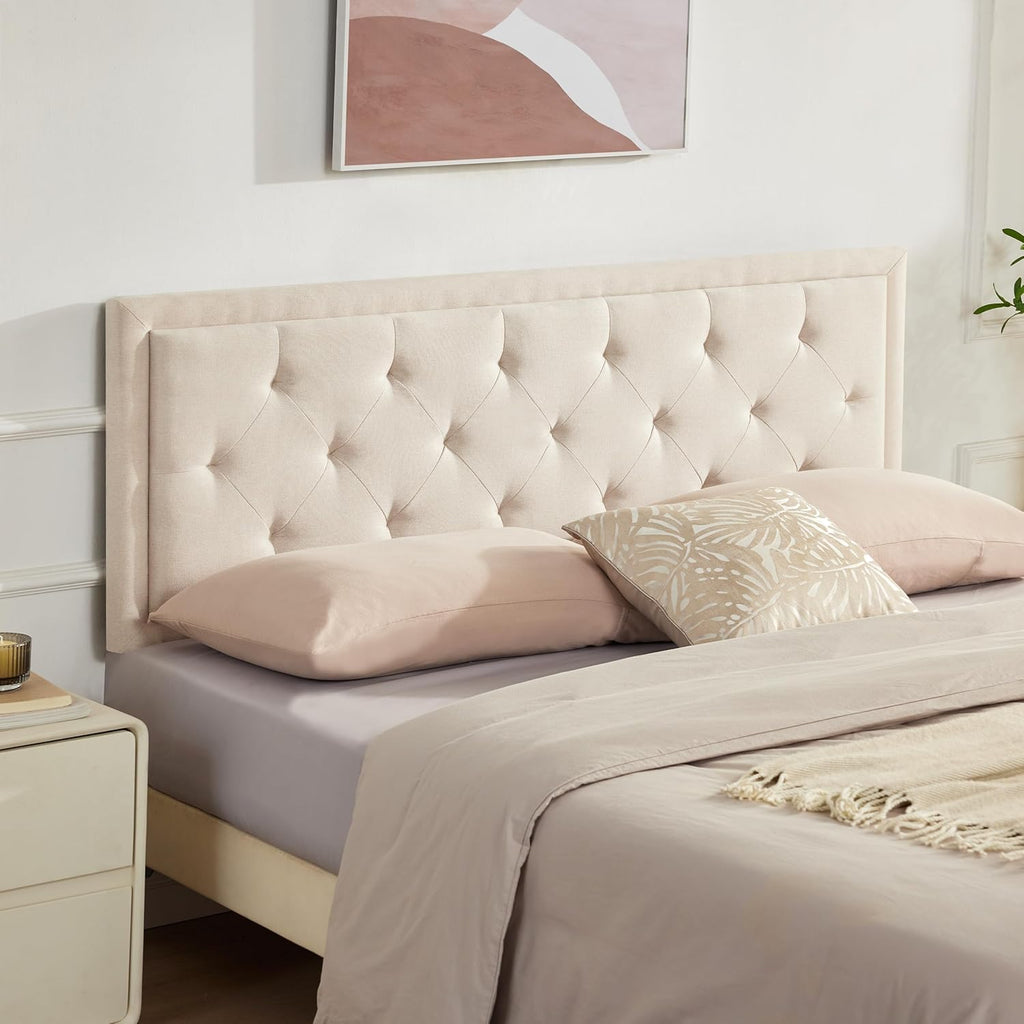Upholstered Queen Headboard Only, Tufted Headboard Queen, Solid Wood Height Adjustable Modern Head Boards with