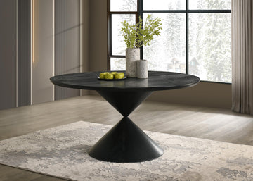 59" Round Dining Table for 6, Mid Century Modern Round Dining Table for 4-6 People, Round Kitchen Table Hourglass