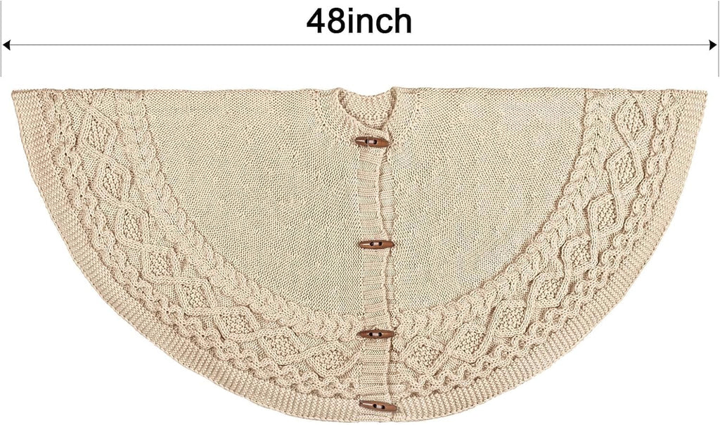 Knit Christmas Tree Skirts, Neutral Tree Skirt, Cozy Christmas Decorations