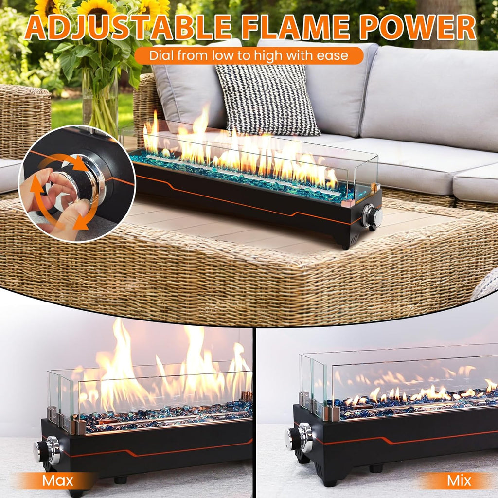 28" Table Top Propane Fire Pit, 45,000 BTU Tabletop Gas Fire Pit, Tabletop Firepit