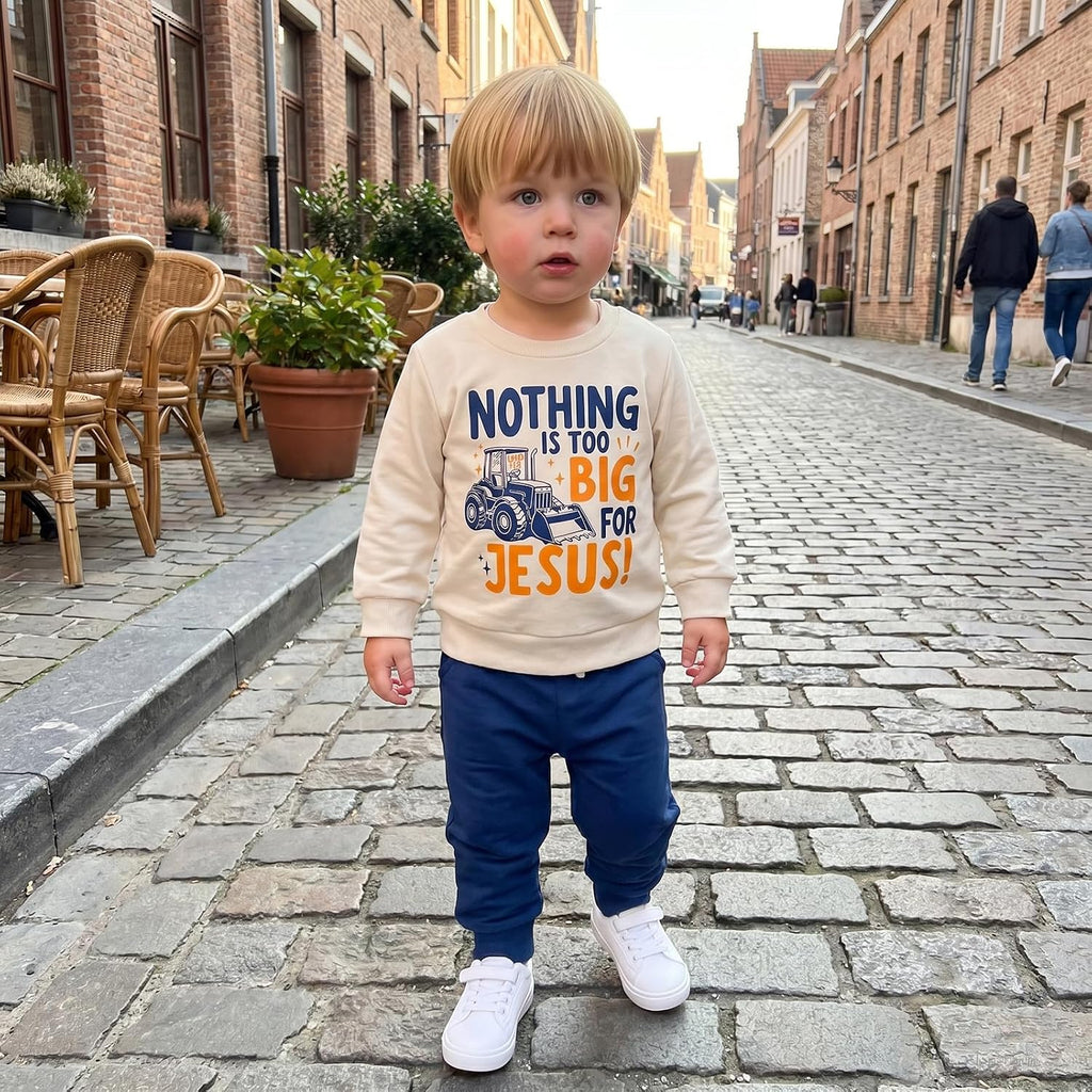 Toddler Baby Boy Fall Outfit Trucks/Tractors Sweatshirt Pants Set