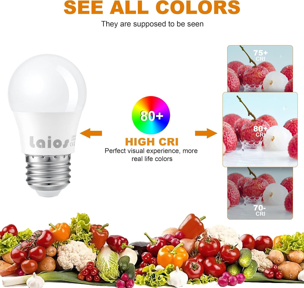 E26 LED Light Bulb A15 Shape, 3W Replace 30W, 400lm, Daylight 5000K, 120V Medium Screw Light Bulb, Pack of 6, Non