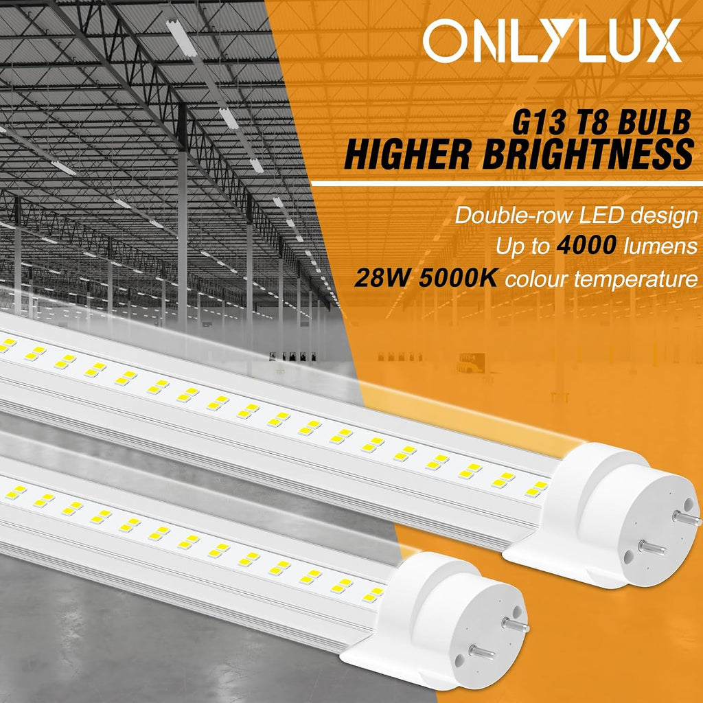 T8 Led Bulbs 4 Foot 28W 4200LM 5000KDaylight,Ballast Bypass,10 Pack