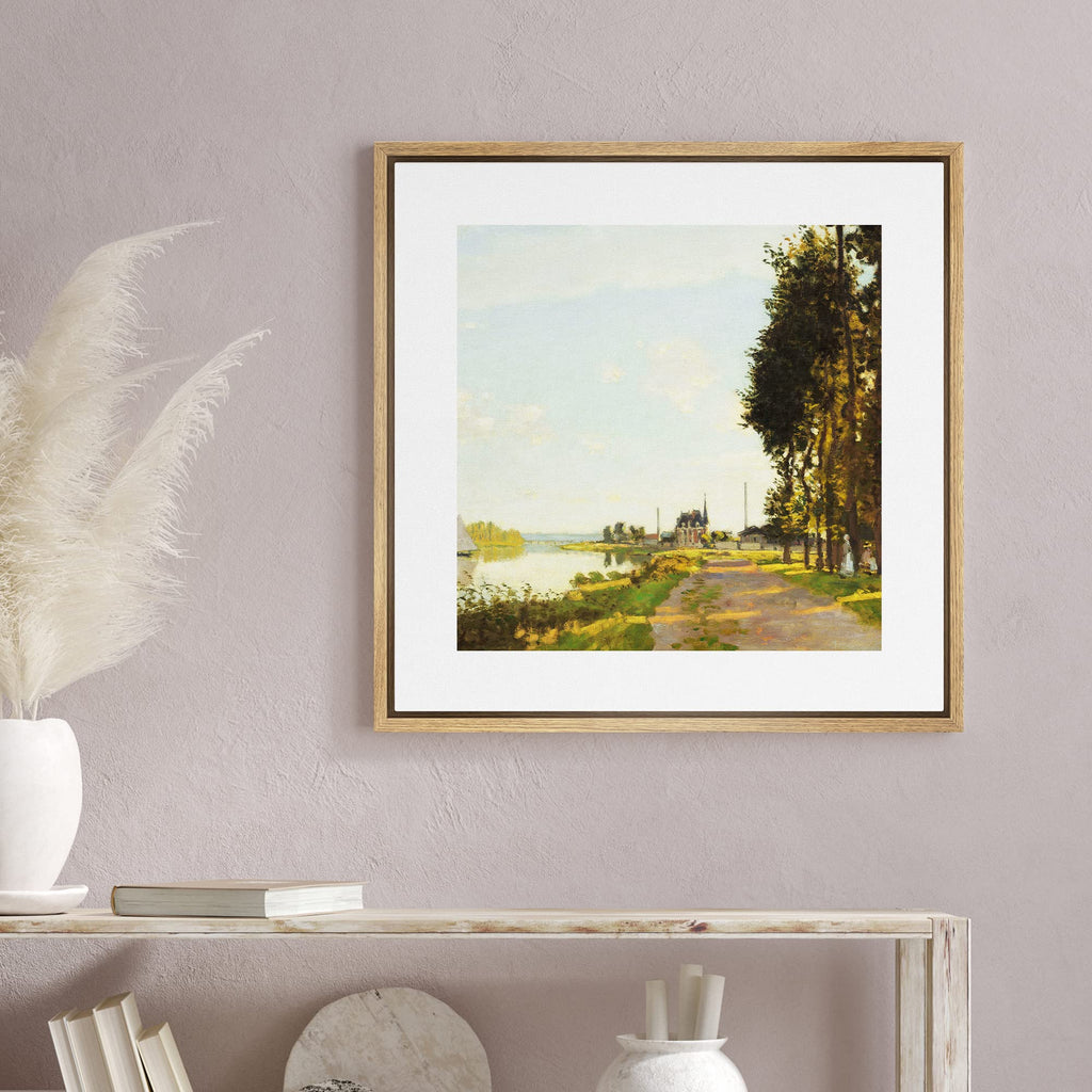 Framed Canvas Print Wall Art Argenteuil by Claude Monet Nature Wilderness Oil Painting Impressionism Rustic Scenic