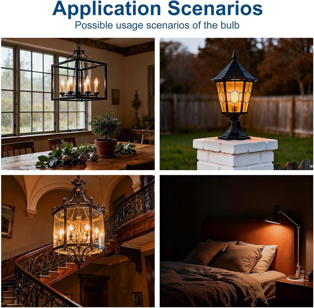 E26 Amber LED Light Bulbs,40 Watt Candelabra Light Bulbs Equivalent,No-Dimmable B11 Candelabra Base LED