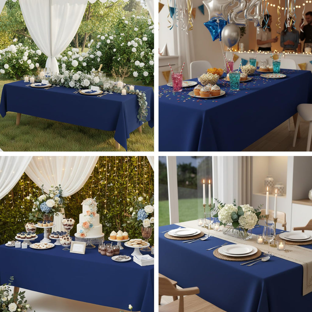 3 Pack 60 x 102 Inch Tablecloths Rectangle Navy Blue Table Cover
