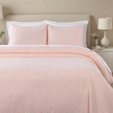3 Piece Bedspread Set, Home Bed Decor, Decorative Bed Spread, 2 Pillow Shams, Medium Weight Blanket, Floral Matelasse