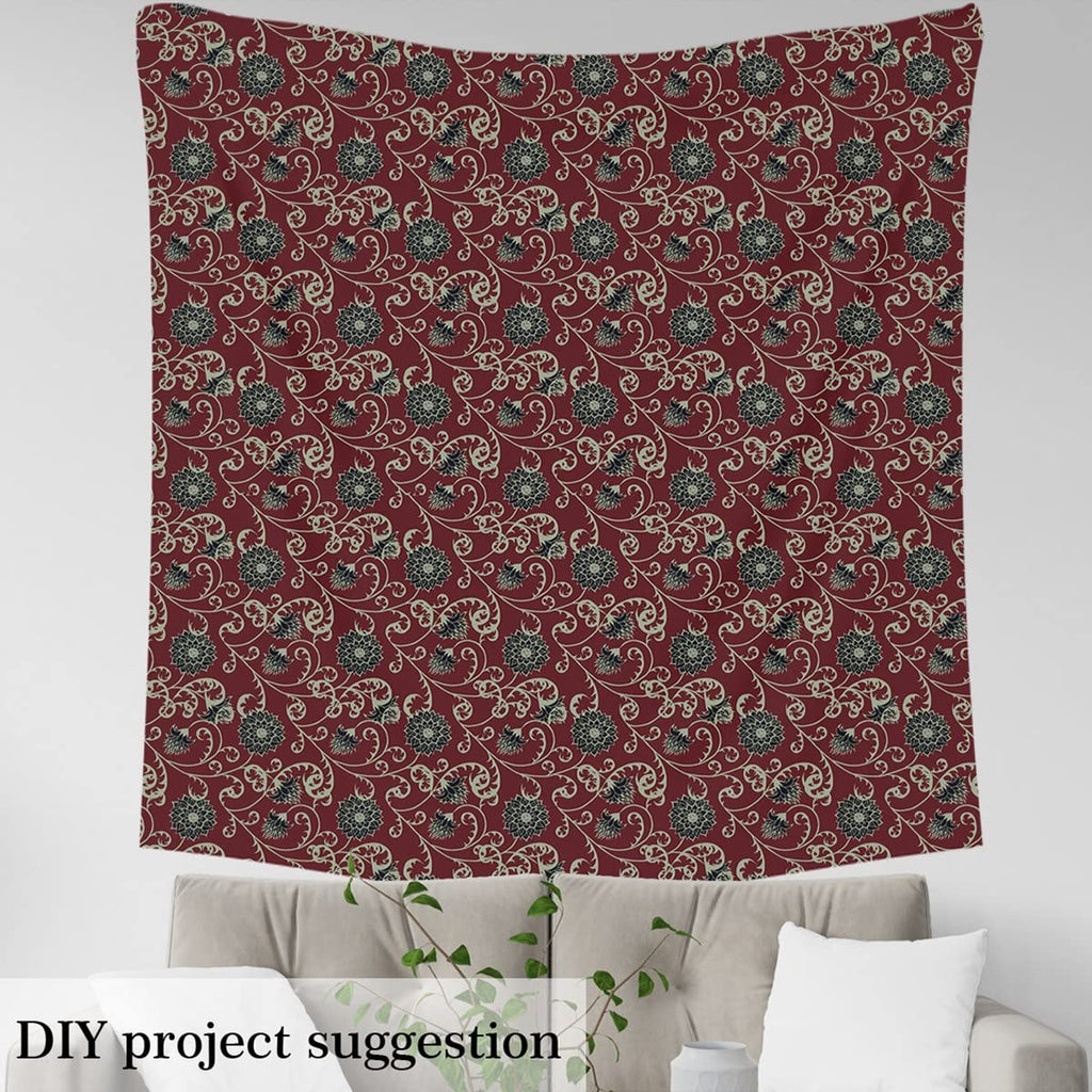 Mandala Flower Decorative Fabric by The Yard Soft Polyester Black Floral Tribal Style Fabric Abstract Geometric