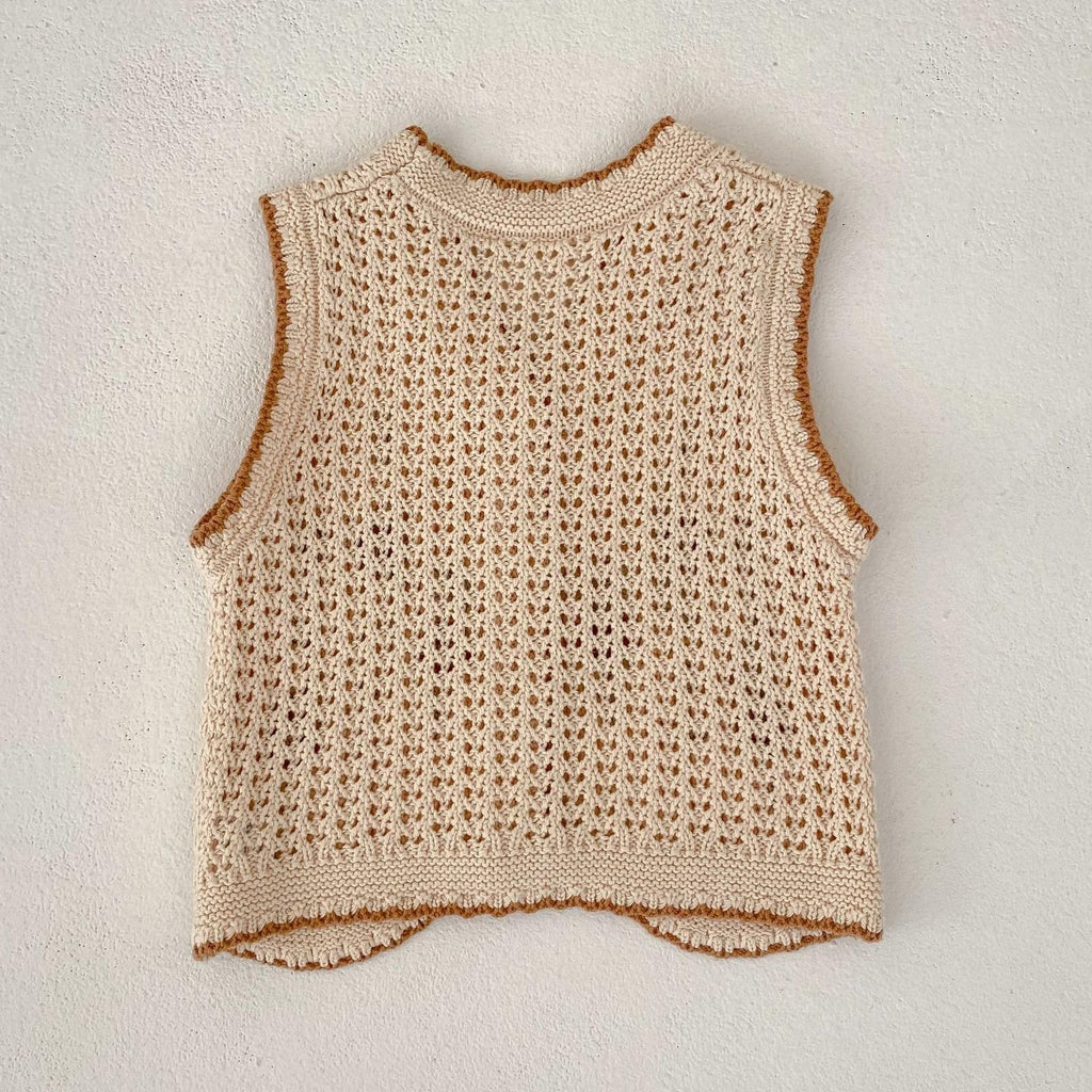 Baby Girls Embroidered Cotton Vintage Sweater Vest Knitted Cardigan