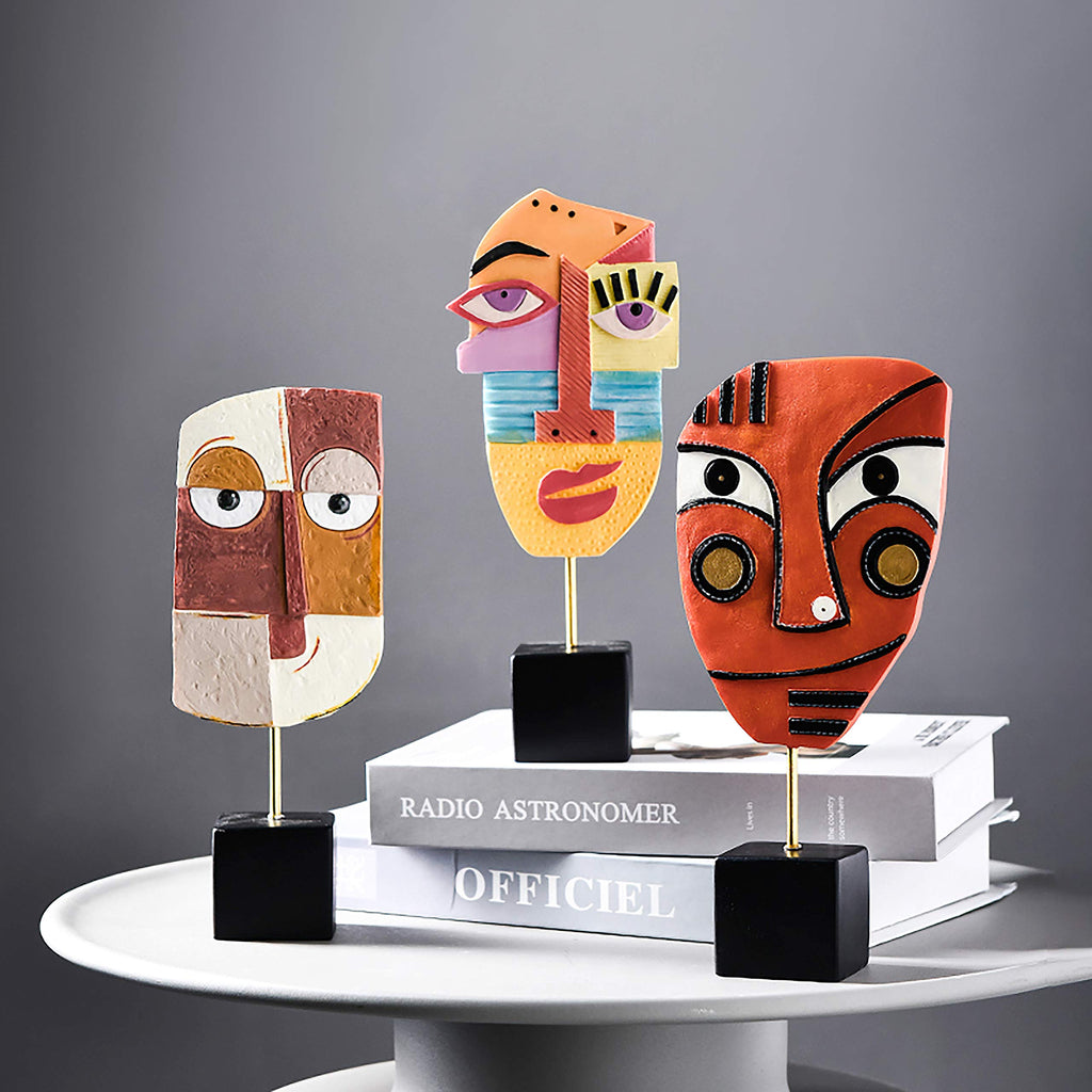 Smile - Handcrafted Statues Resin Abstract Sculpture Decor Modern, African Art Tribal Figurines Decorations Items